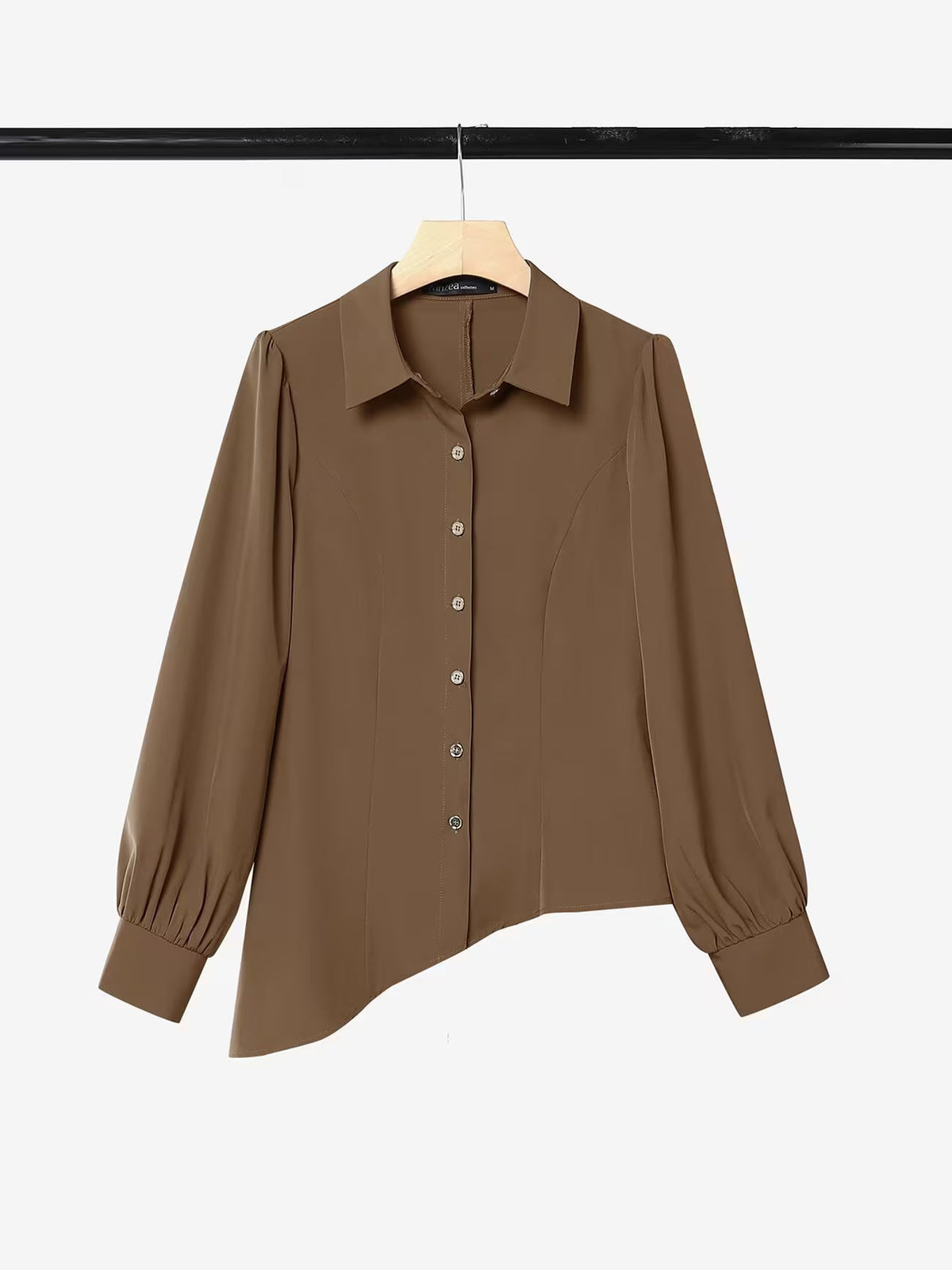 Button-Down Asymmetric Blouse and Wide-Leg Pants