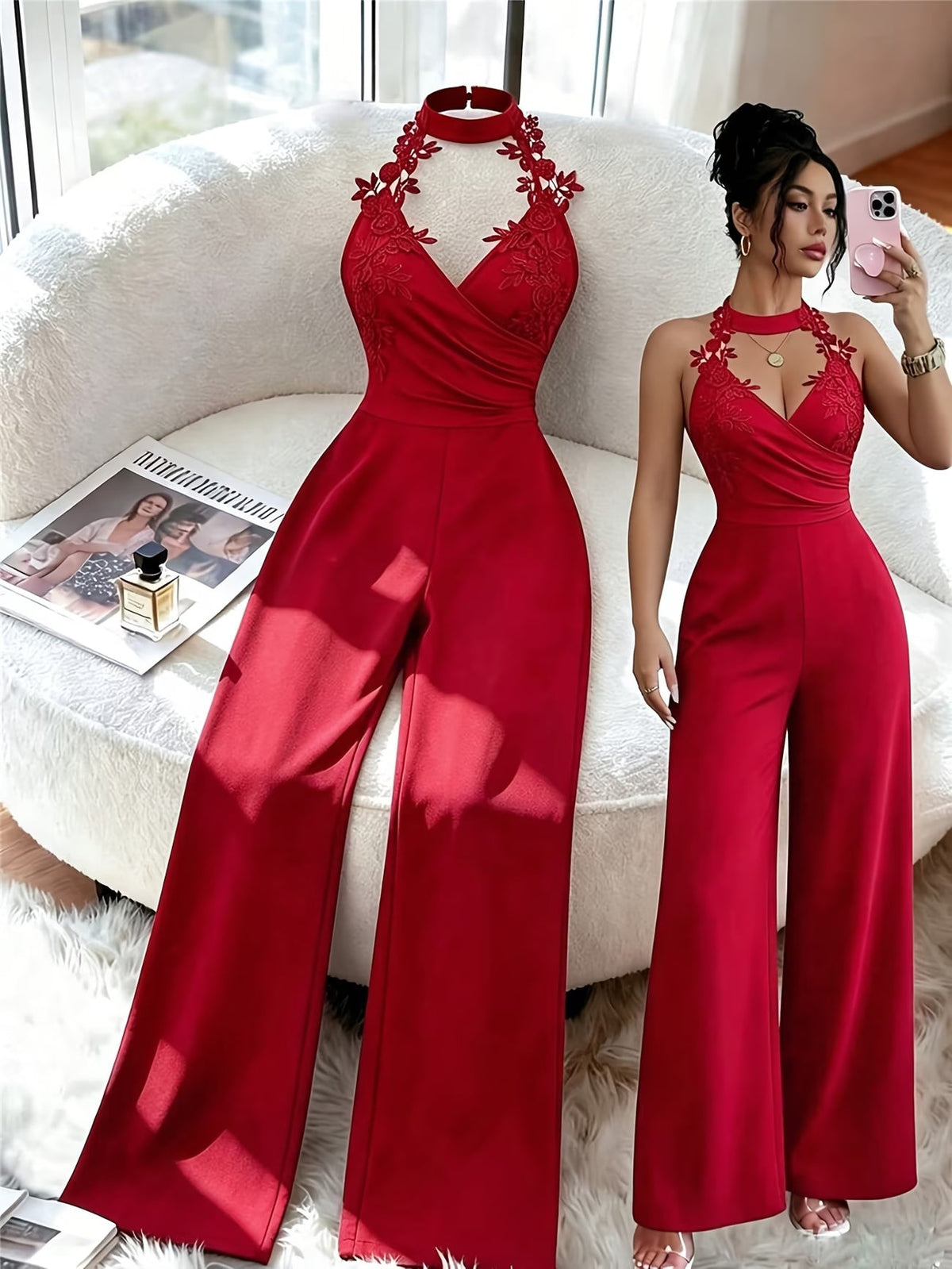 Halter Neck Wide-Leg Jumpsuit