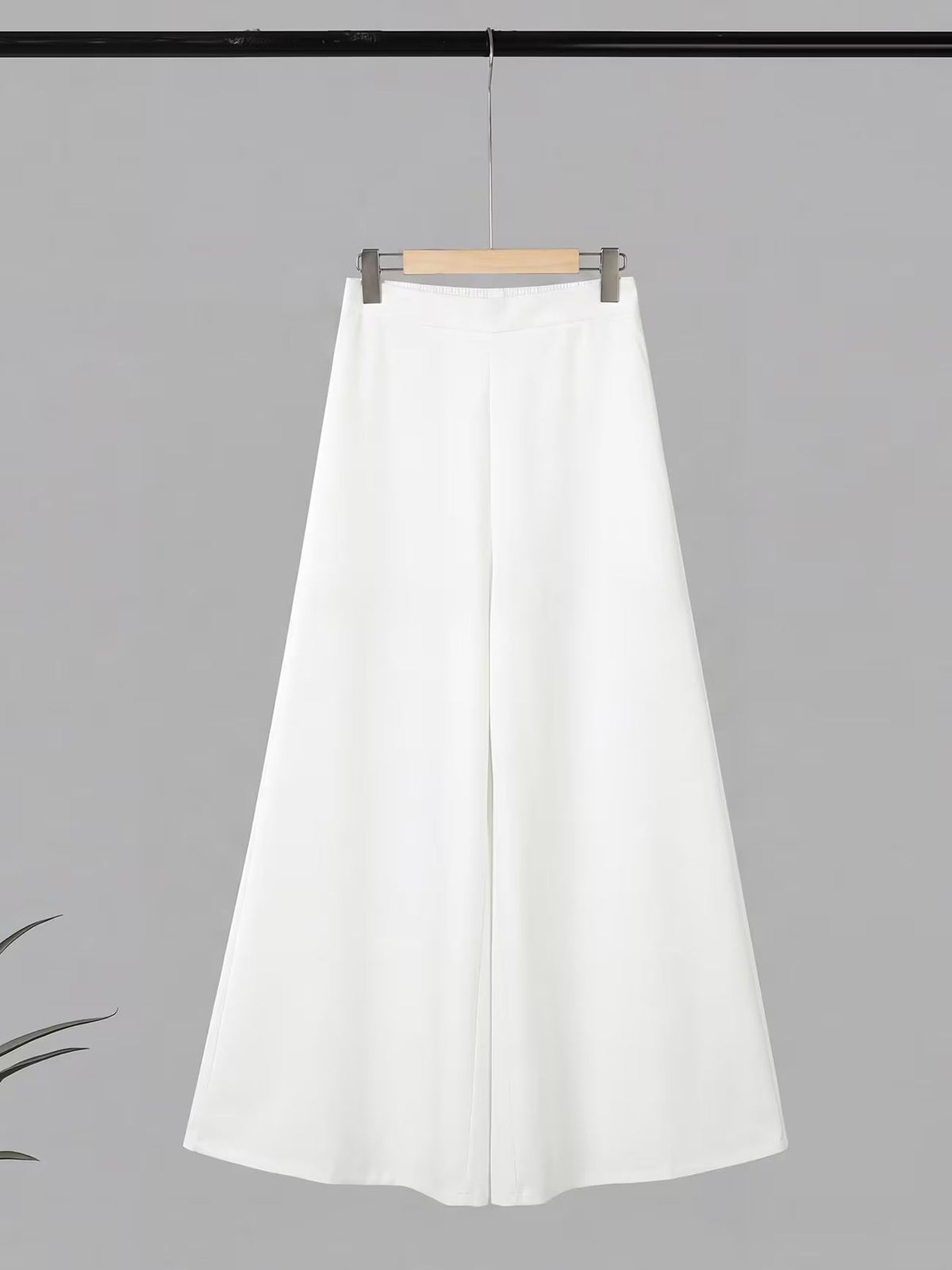 Button-Down Asymmetric Blouse and Wide-Leg Pants