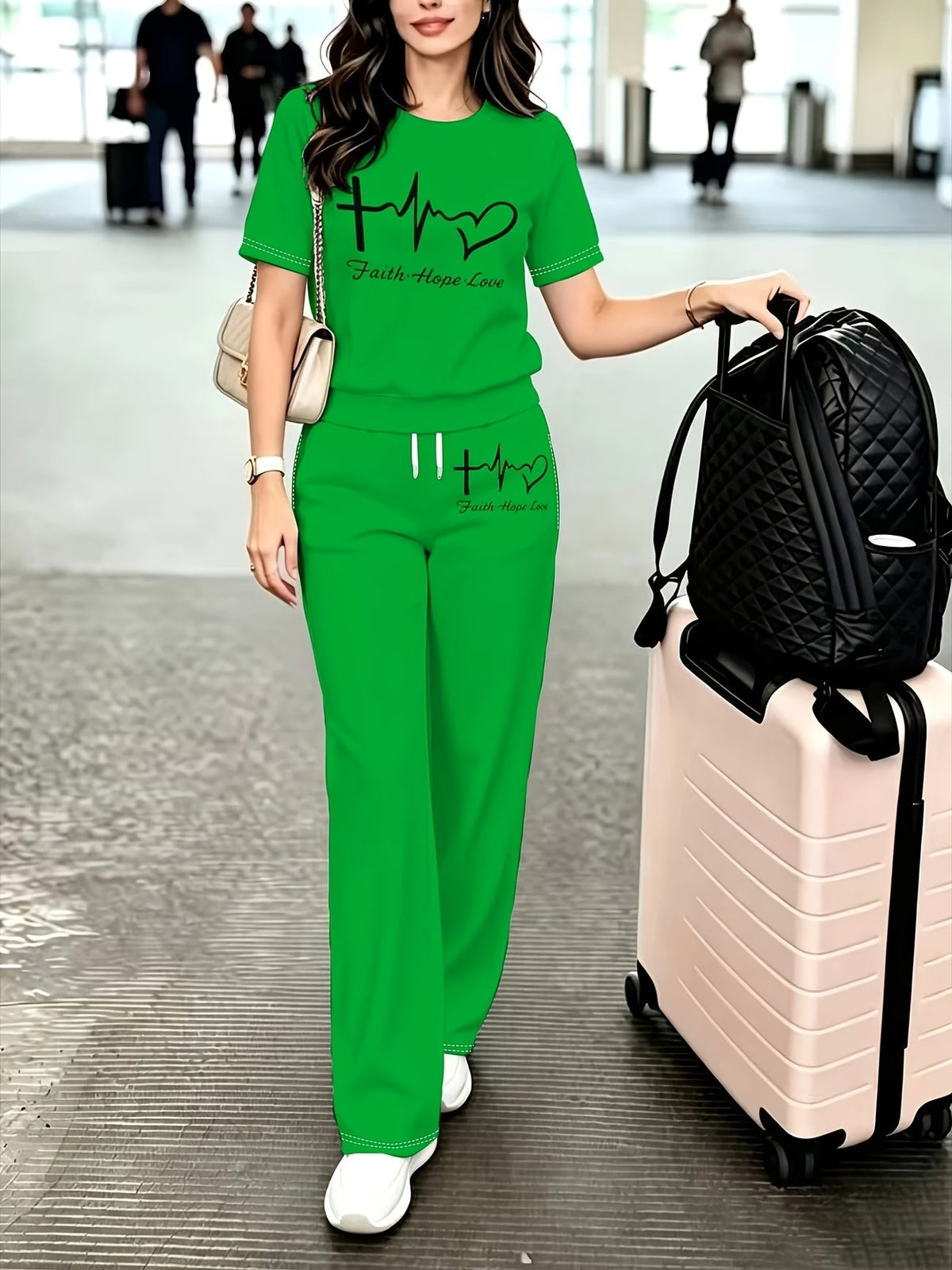Graphic Print Two-Piece Casual Co-Ord Set