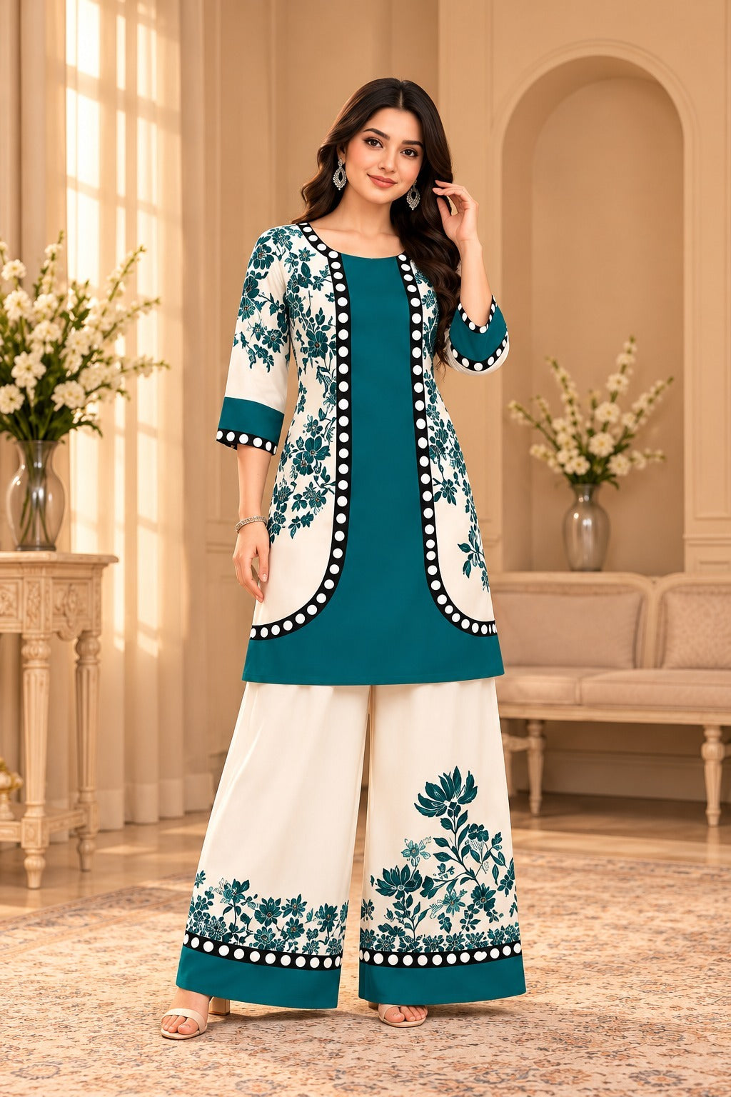 Straight Kurta and Wide-Leg Palazzo