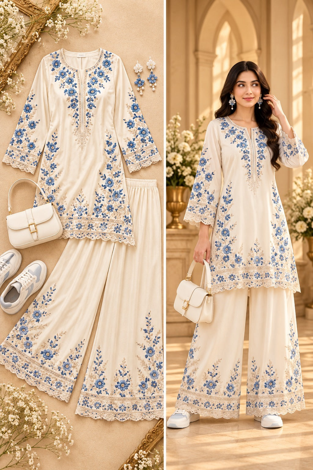 Kurta and Wide-Leg Palazzo Set for Women