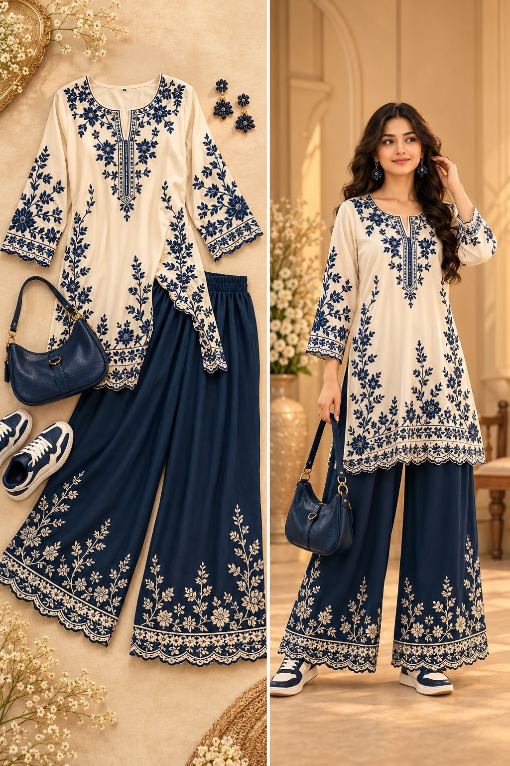 Kurta and Wide-Leg Palazzo Set for Women