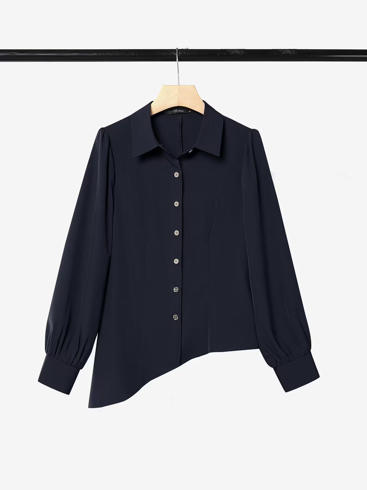 Button-Down Asymmetric Blouse and Wide-Leg Pants