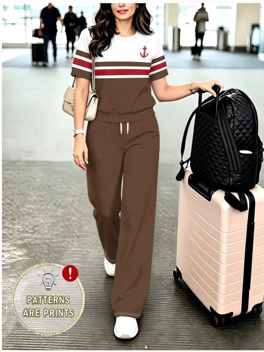 Graphic Print Two-Piece Casual Co-Ord Set