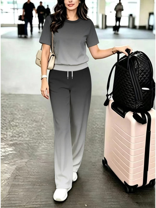 Graphic Print Two-Piece Casual Co-Ord Set