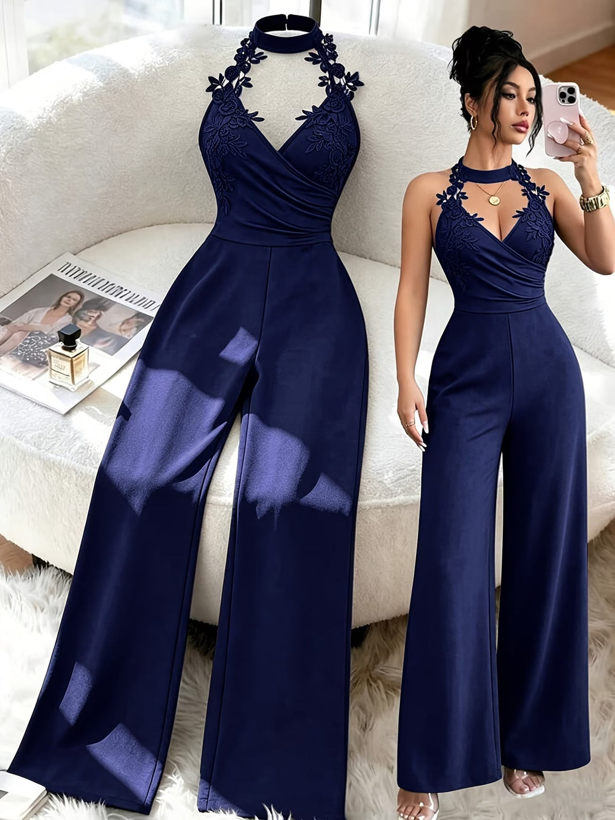 Halter Neck Wide-Leg Jumpsuit