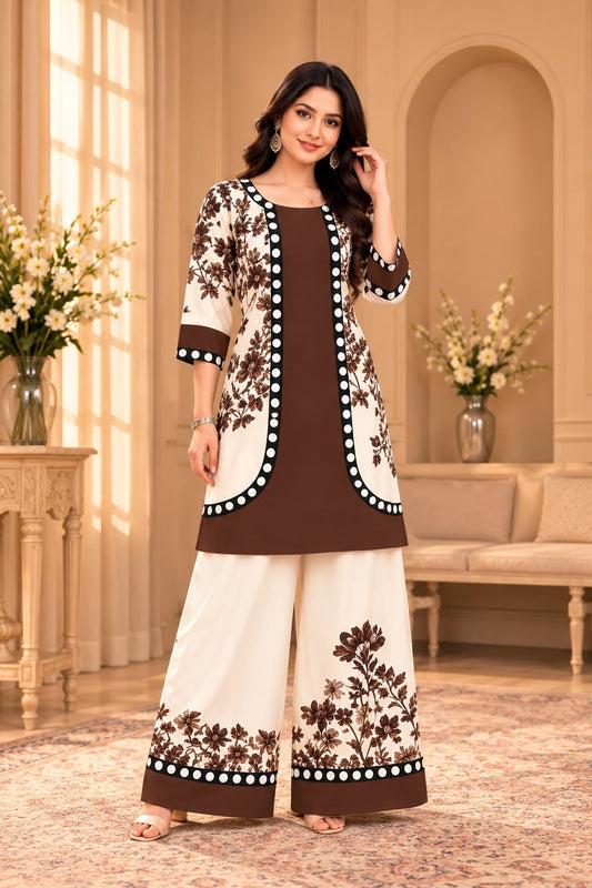 Straight Kurta and Wide-Leg Palazzo