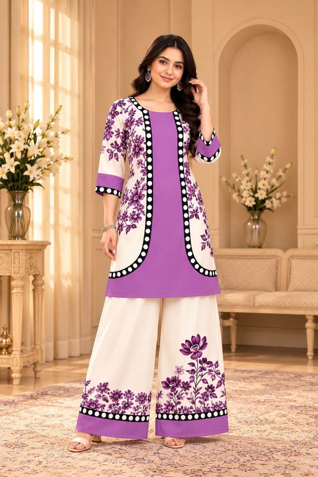 Straight Kurta and Wide-Leg Palazzo