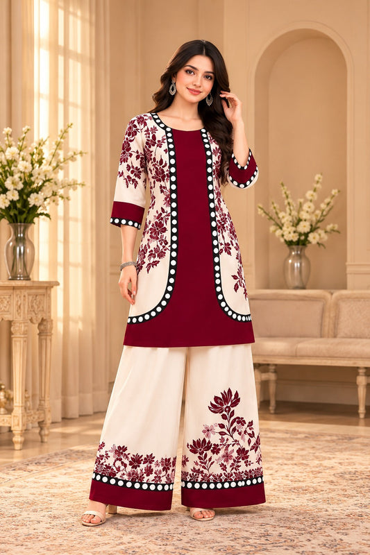 Straight Kurta and Wide-Leg Palazzo