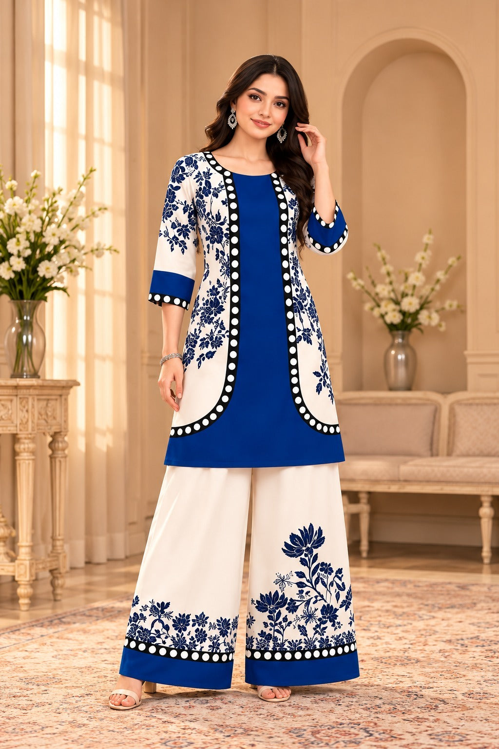 Straight Kurta and Wide-Leg Palazzo