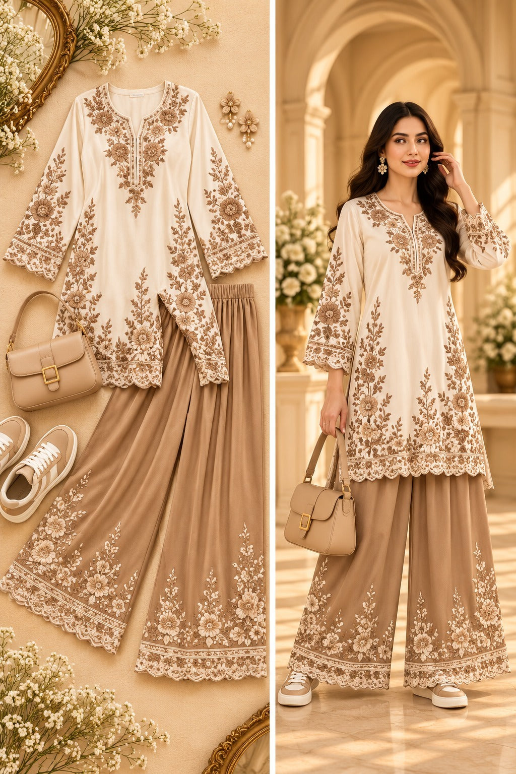 Kurta and Wide-Leg Palazzo Set for Women