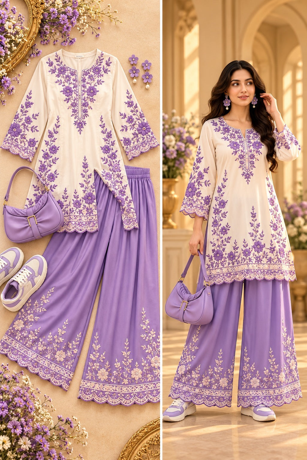 Kurta and Wide-Leg Palazzo Set for Women