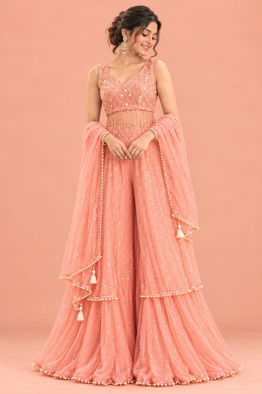 Sequin Embellished Sharara Set with Dupatta