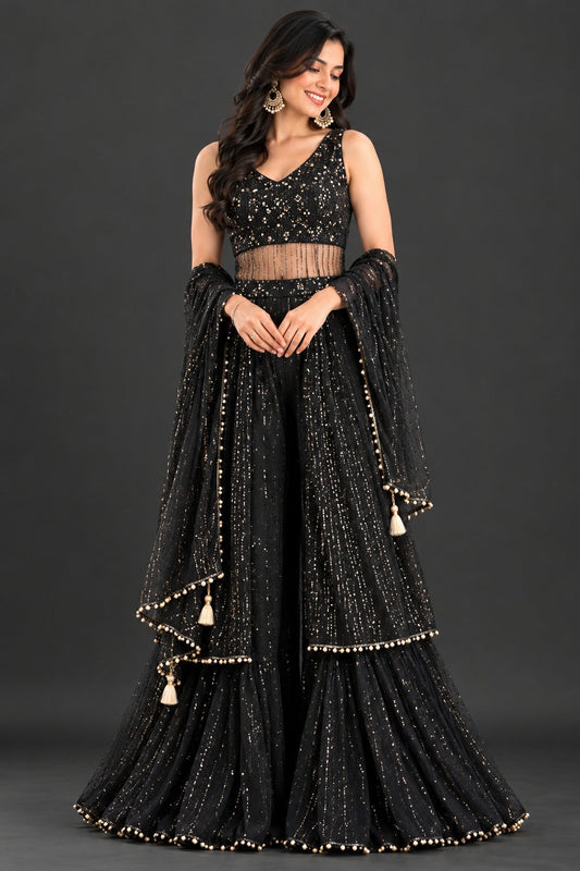 Sequin Embellished Sharara Set with Dupatta