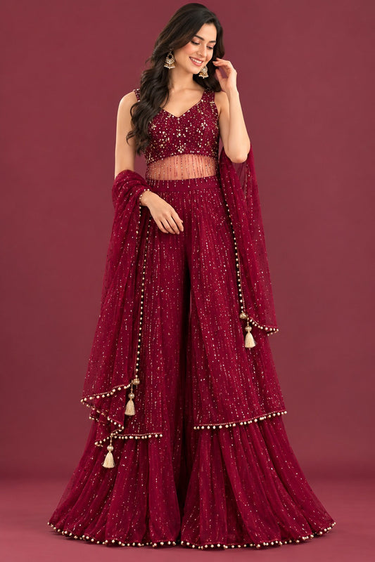Sequin Embellished Sharara Set with Dupatta