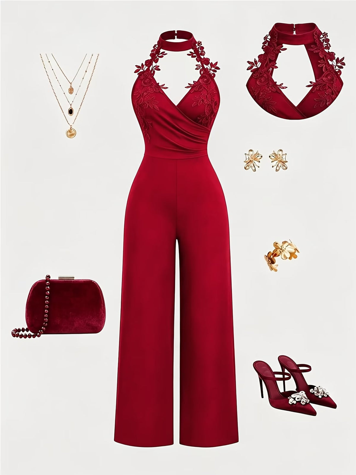 Halter Neck Wide-Leg Jumpsuit