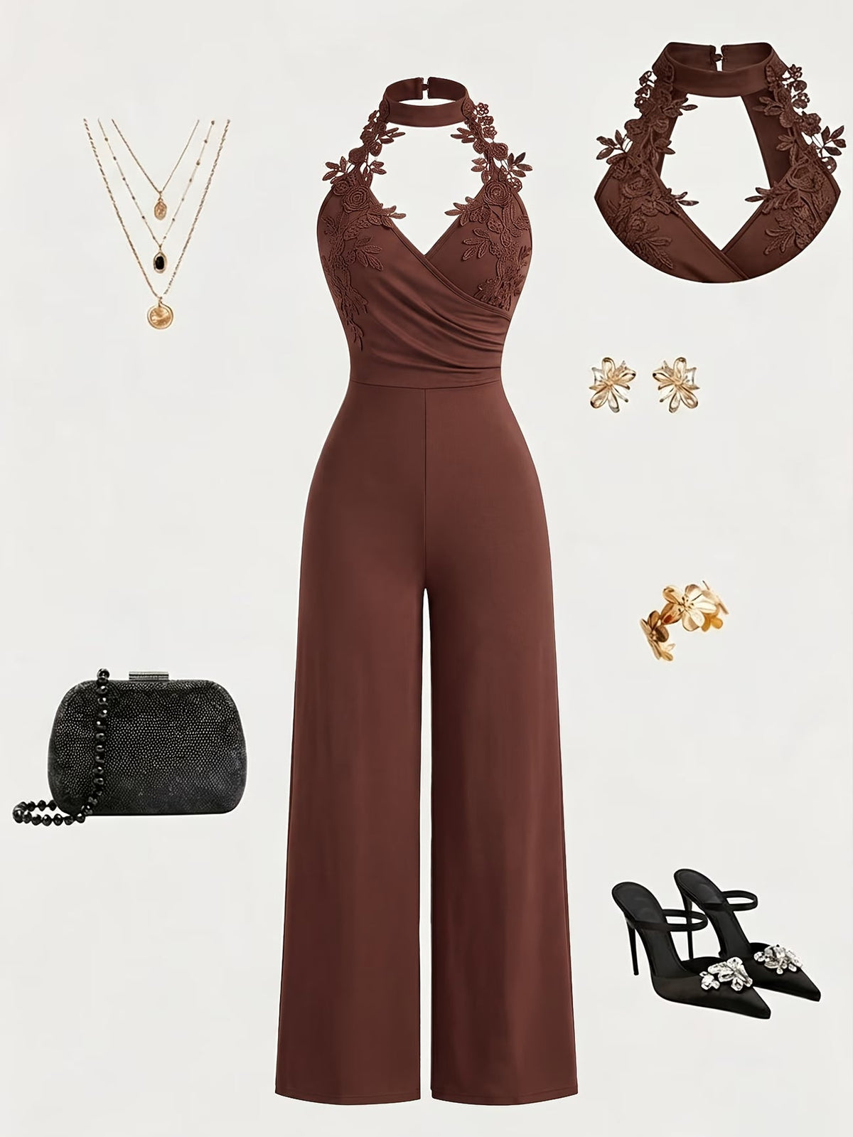 Halter Neck Wide-Leg Jumpsuit