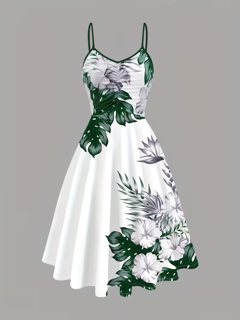 Women's Romantic Floral Dress & Lightweight Cardigan Set